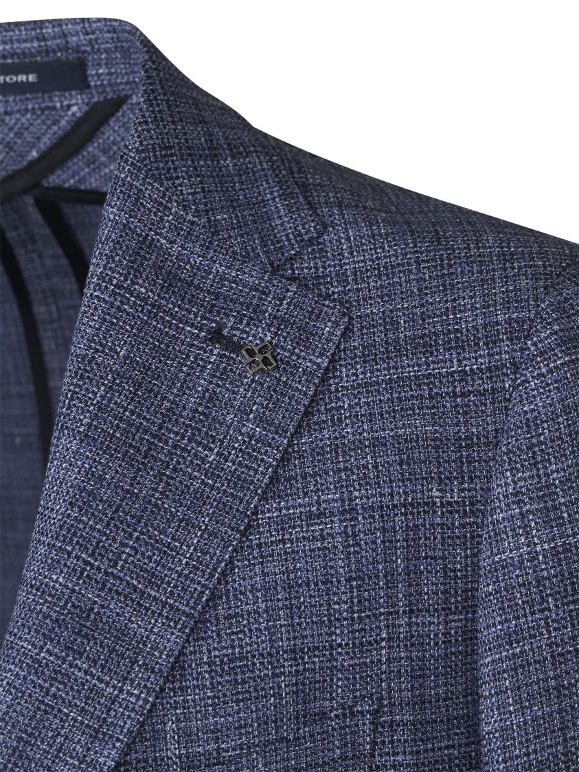 Tagliatore Textured Blue Tailored Jacket