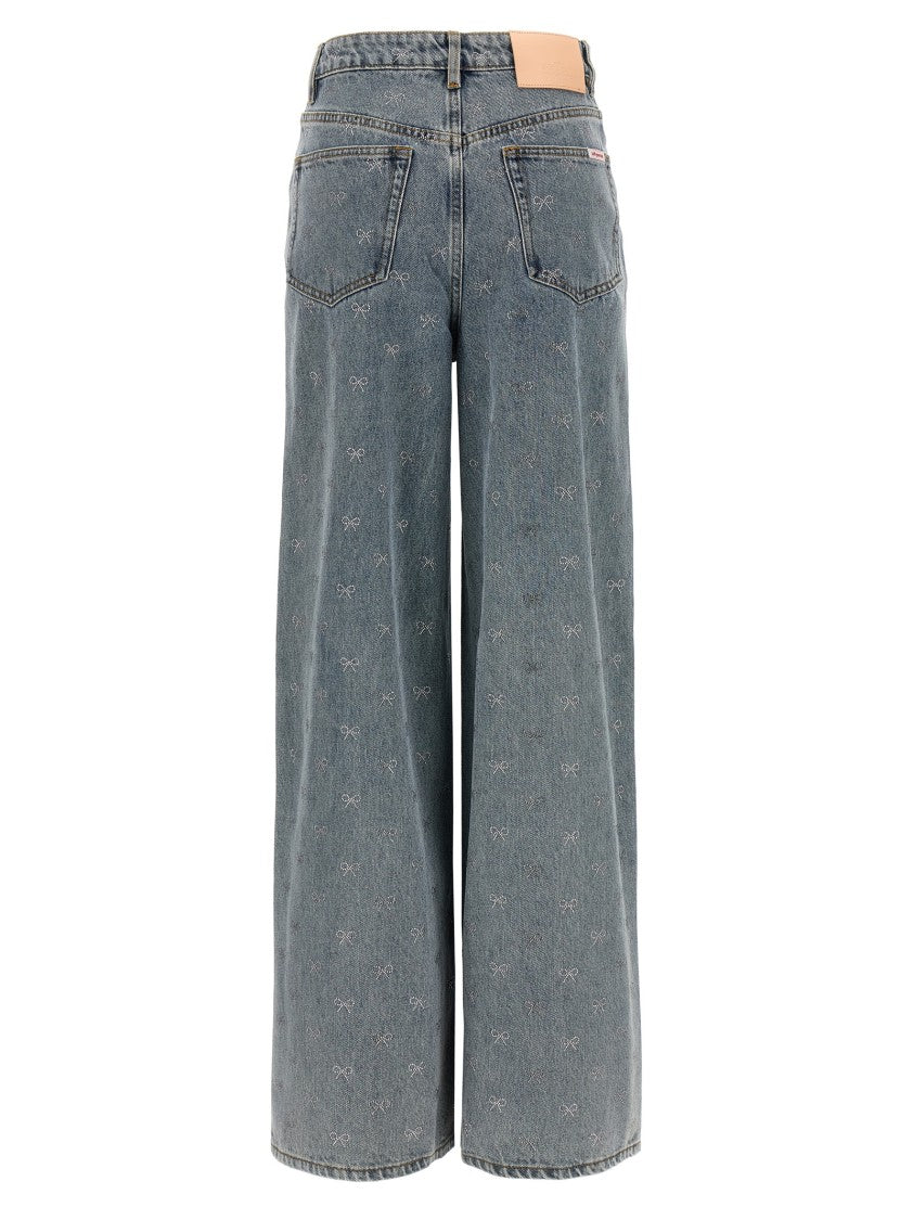 Self-Portrait Light Blue Diamante Bow' Jeans