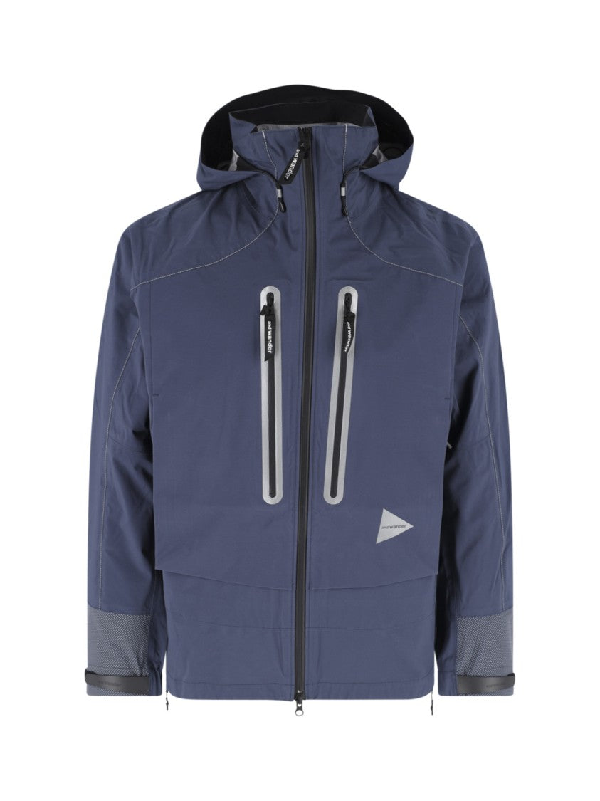 And Wander Blue Pertex Shield Waterproof Hooded Jacket