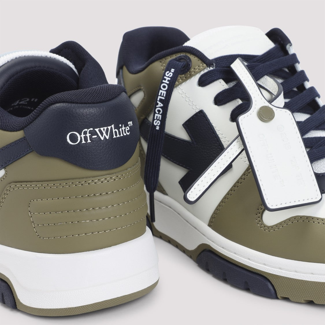 Off-White Kaki Green Leather M-Out Of Office Sneakers