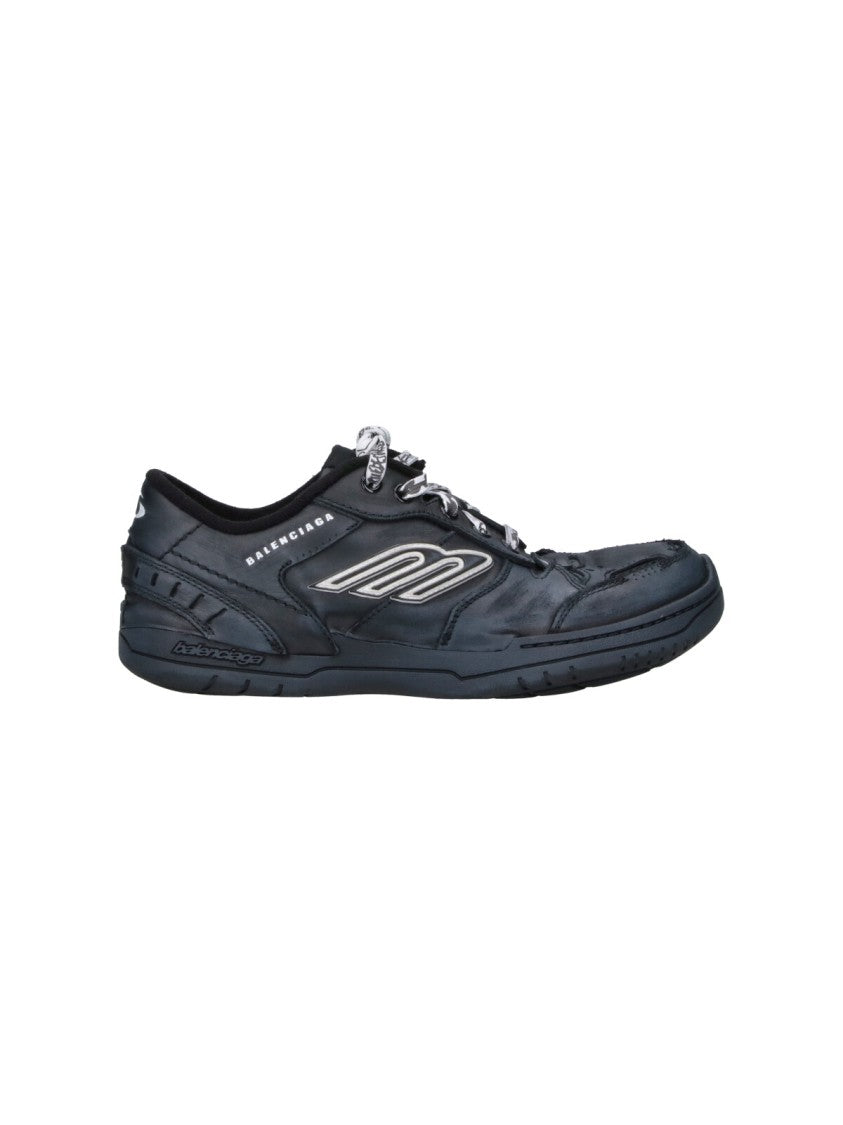 Balenciaga Black Hamptons Calfskin Leather Low-Top Sneakers