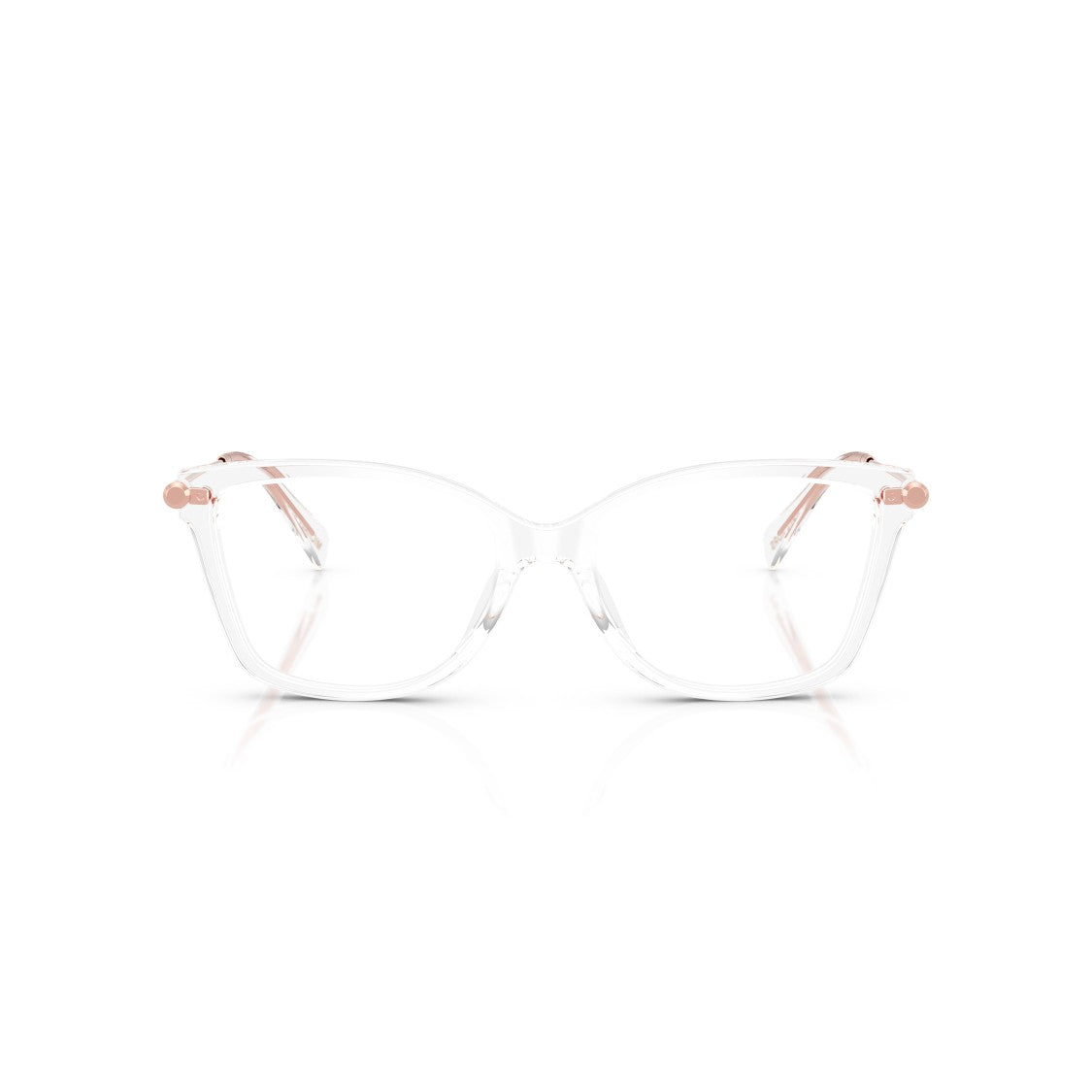 Michael Kors 0Mk4150u Transparent Acetate Cat-Eye Eyeglasses With Rose Gold Temples