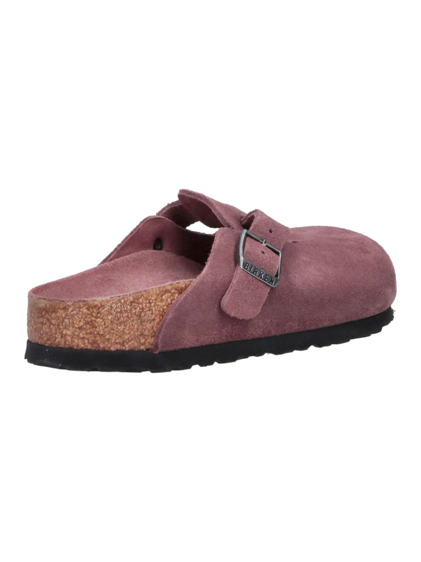 Birkenstock Beige Boston Calfskin Suede Mules