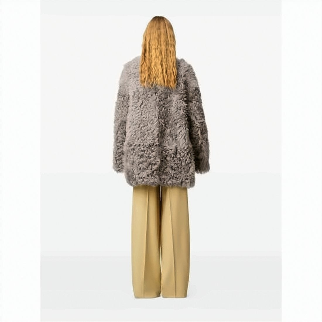 Ami Plush Lambskin Coat With Oversized Silhouette