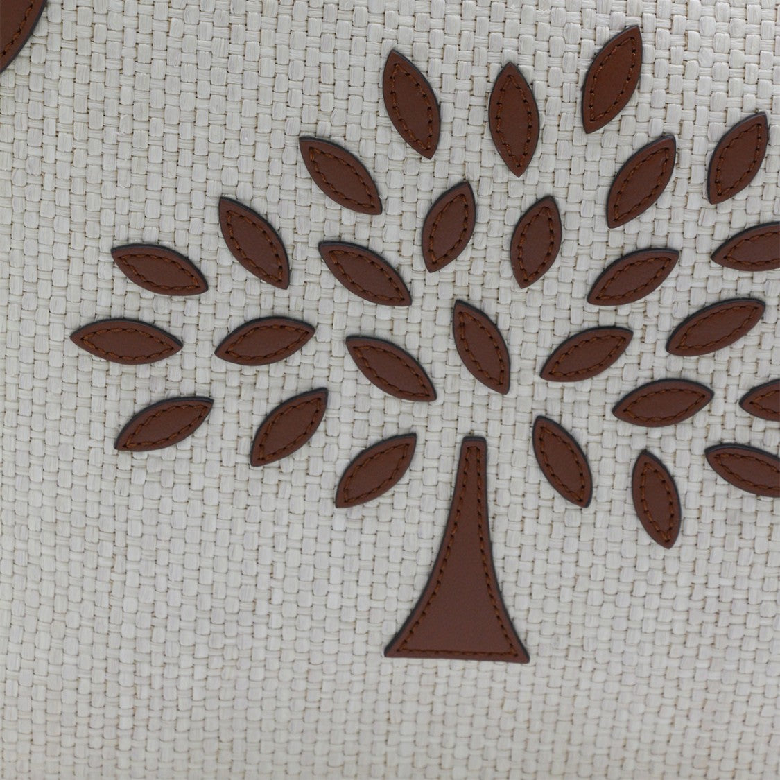 Mulberry Structured Woven Tote Bag With Tree Motif