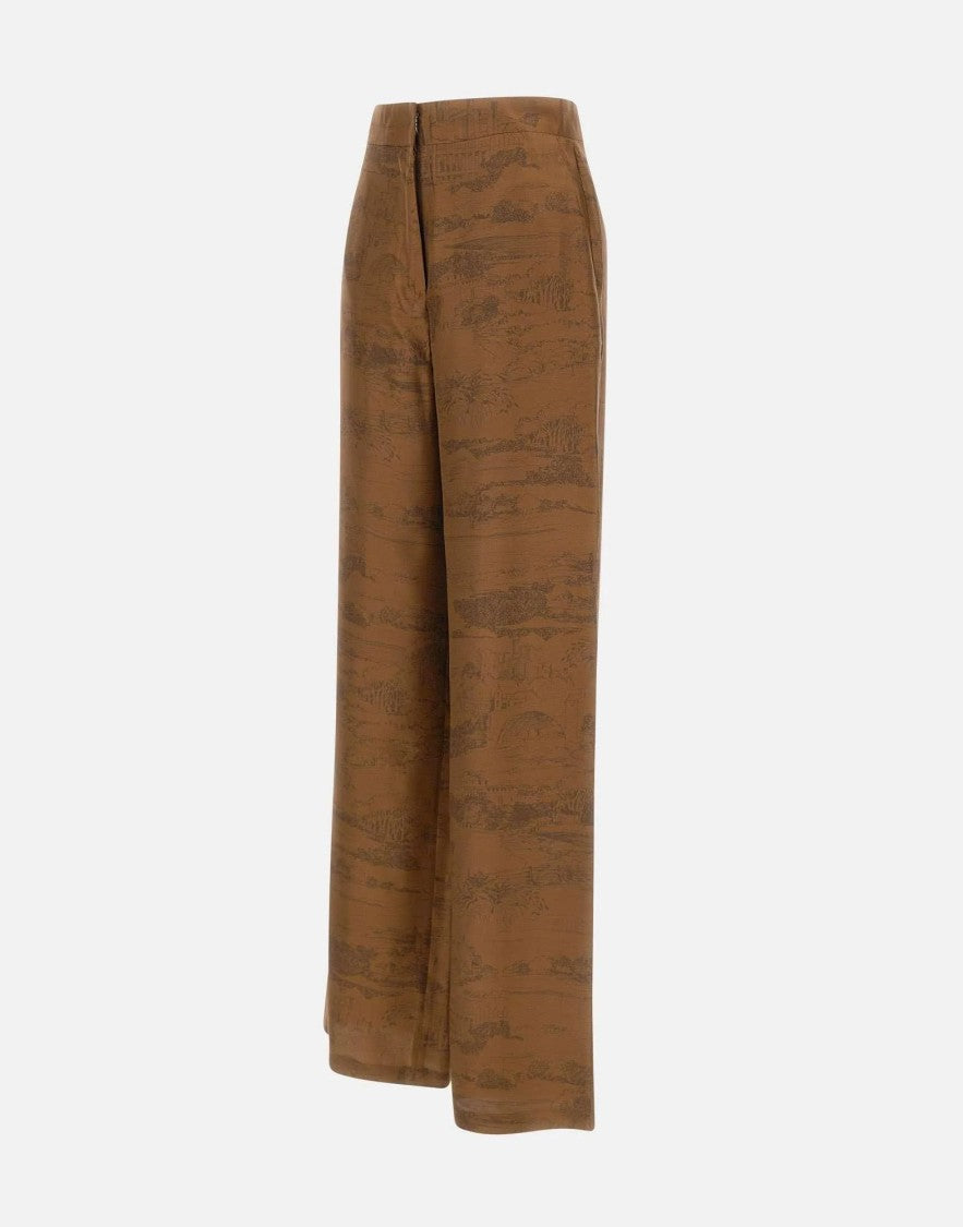 Max Mara Wide-Leg Pants With Intricate Tonal Pattern