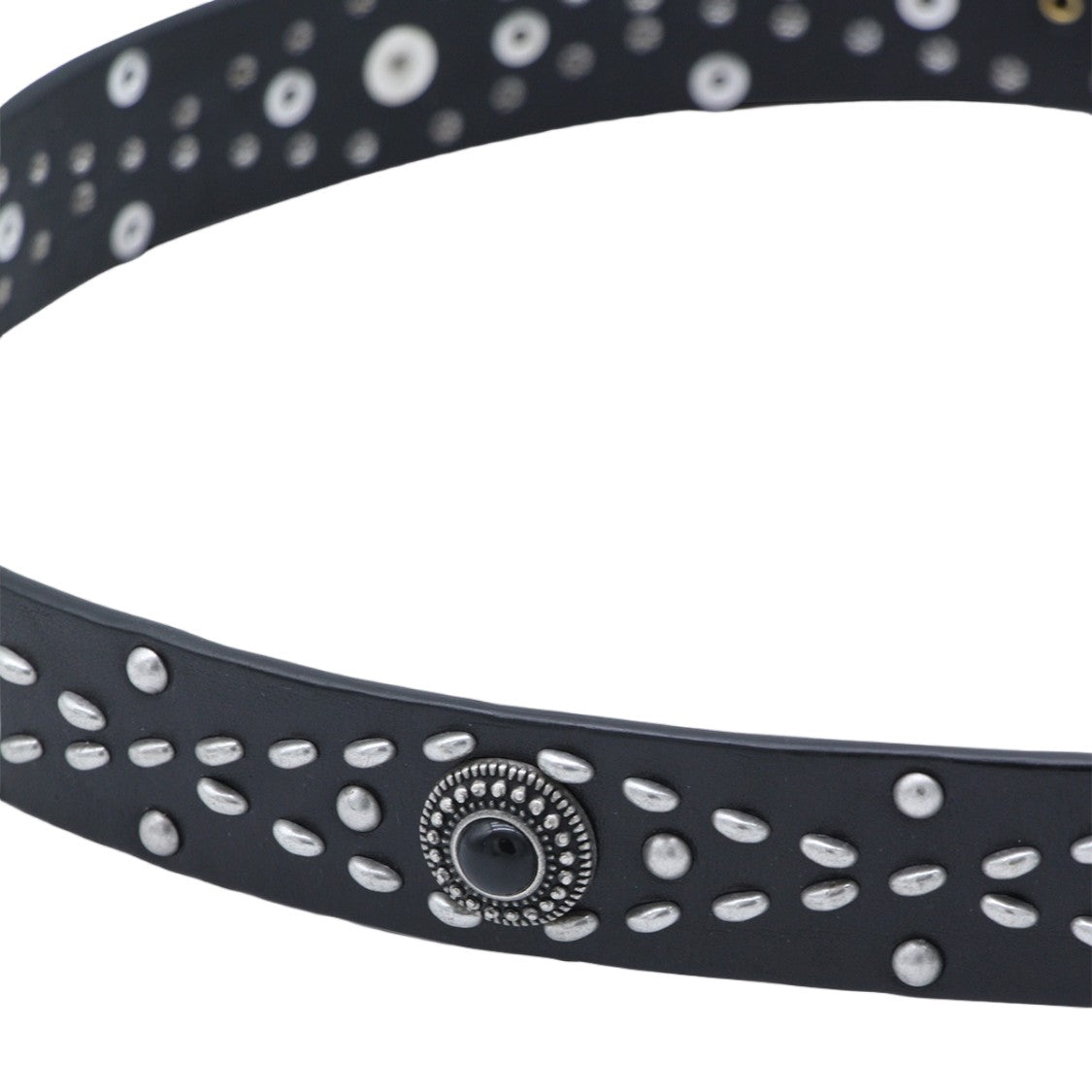 Golden Goose Studded Vintage Silver Leather Belt