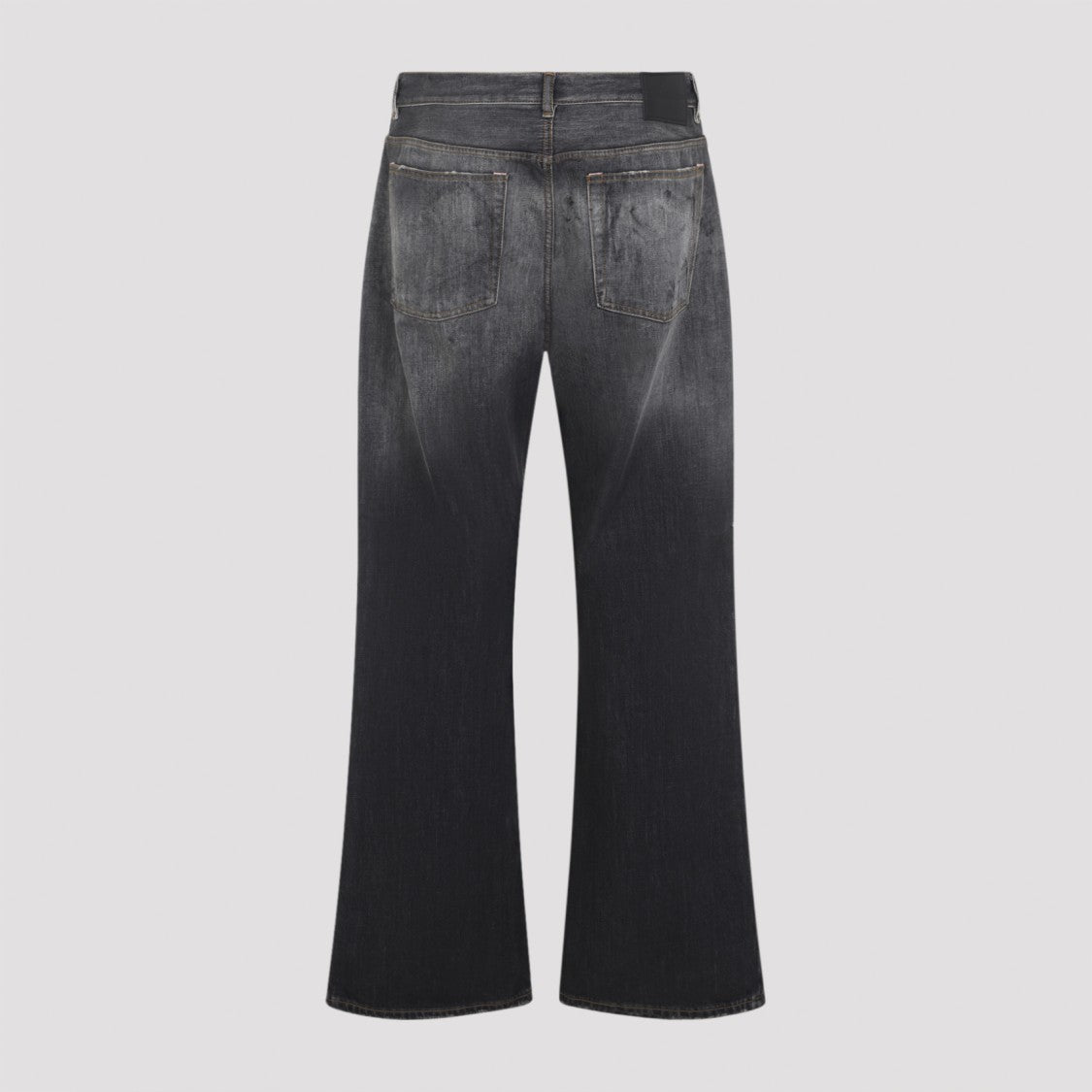 Acne Studios Relaxed Flared Jeans With Faded Black Wash And Distressed Details