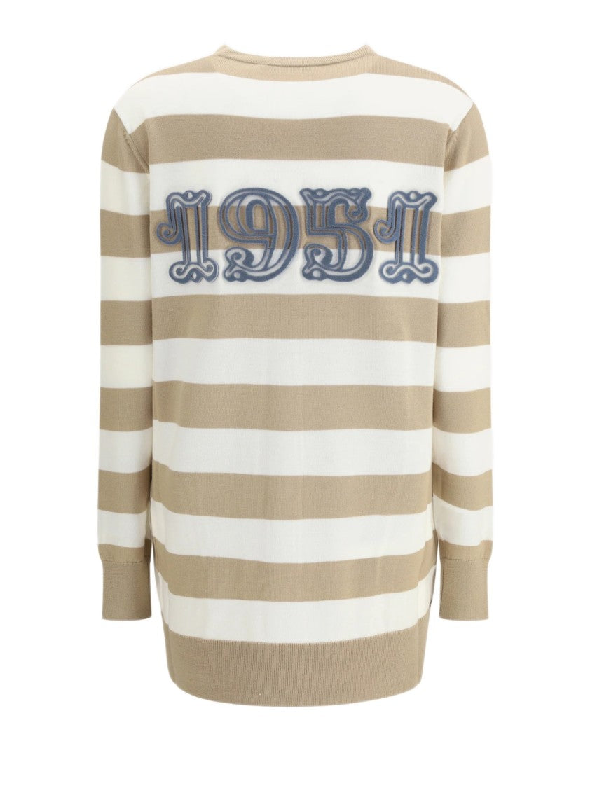 Max Mara Soft-Fit Beige And White Striped Cardigan