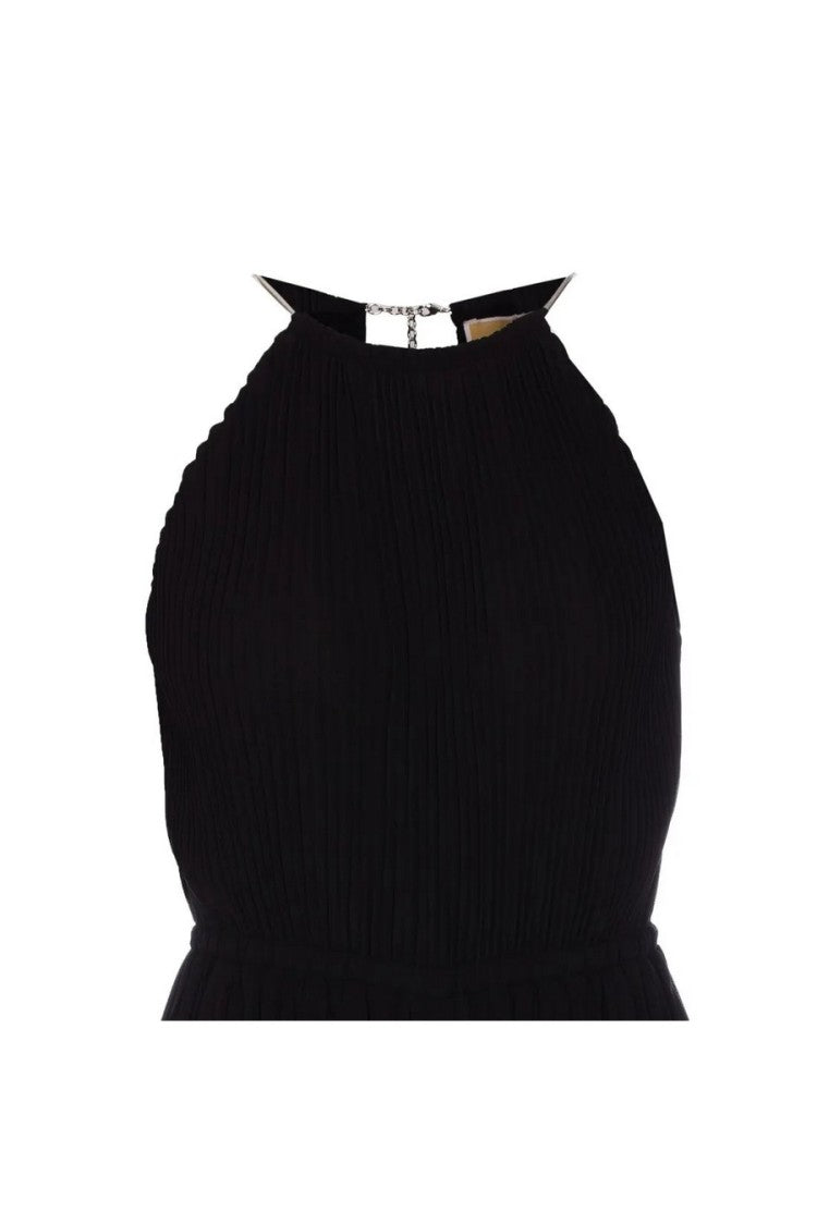 Michael Kors Pleated Maxi Dress With High Neckline