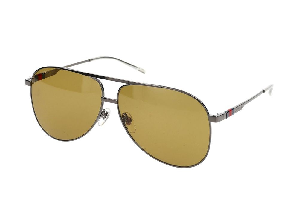 Gucci Ruthenium Amber Lenses Metal Frame Sunglasses