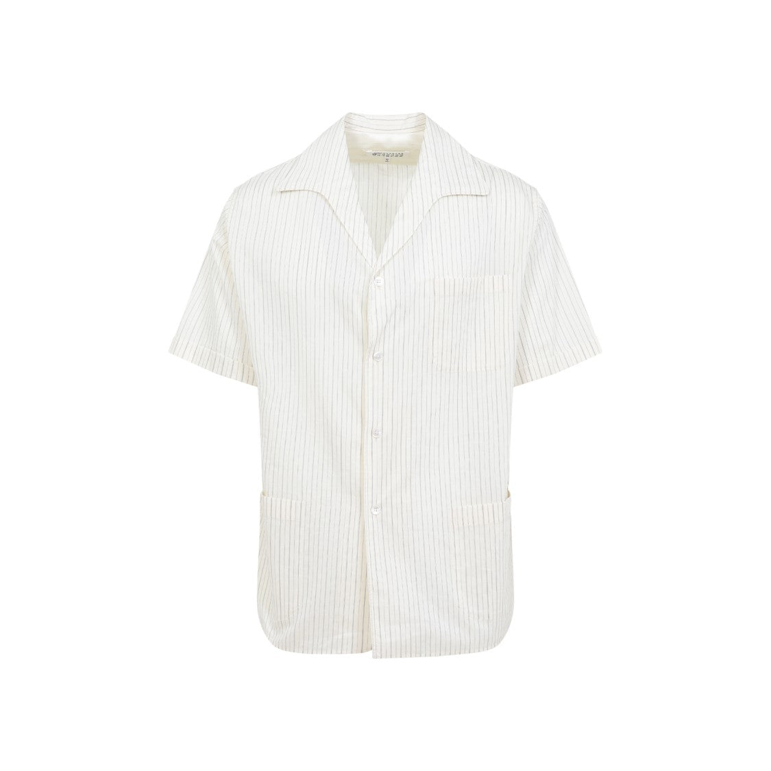 Maison Margiela Relaxed-Fit White Shirt With Subtle Vertical Stripes