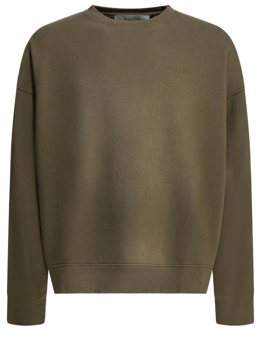 Golden Goose Olive Green Cotton Sweatshirt With Logo Detail