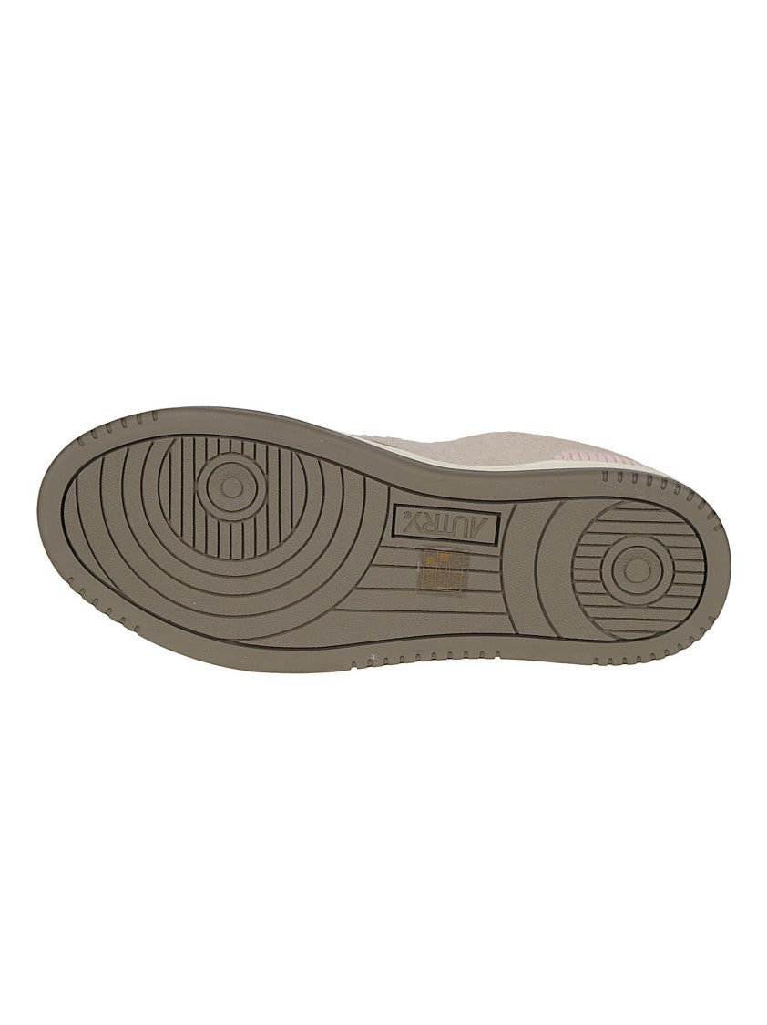 Autry Beige Medalist Low Textured Polyester Sneakers