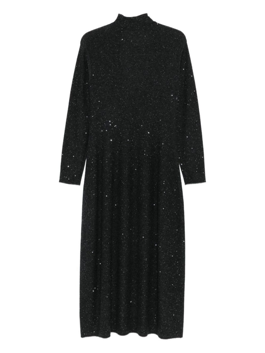 Antonelli Knee-Length Black Dress With High Neckline