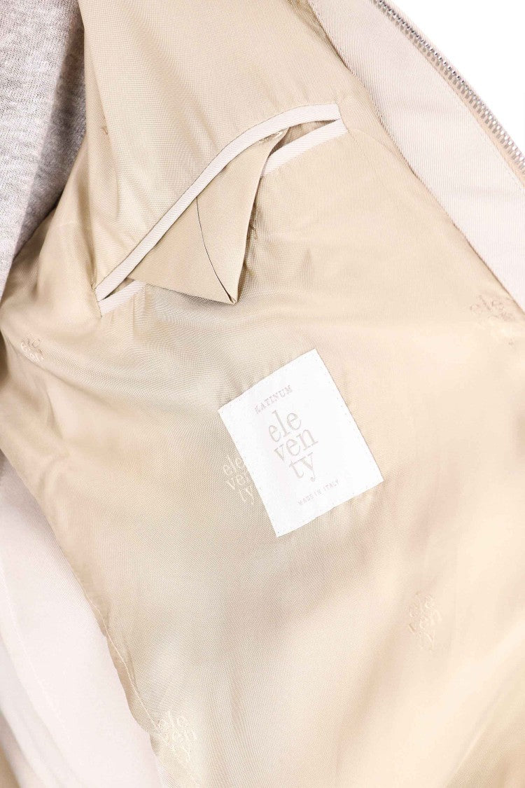 Eleventy Ivory Pure Silk Bomber Jacket