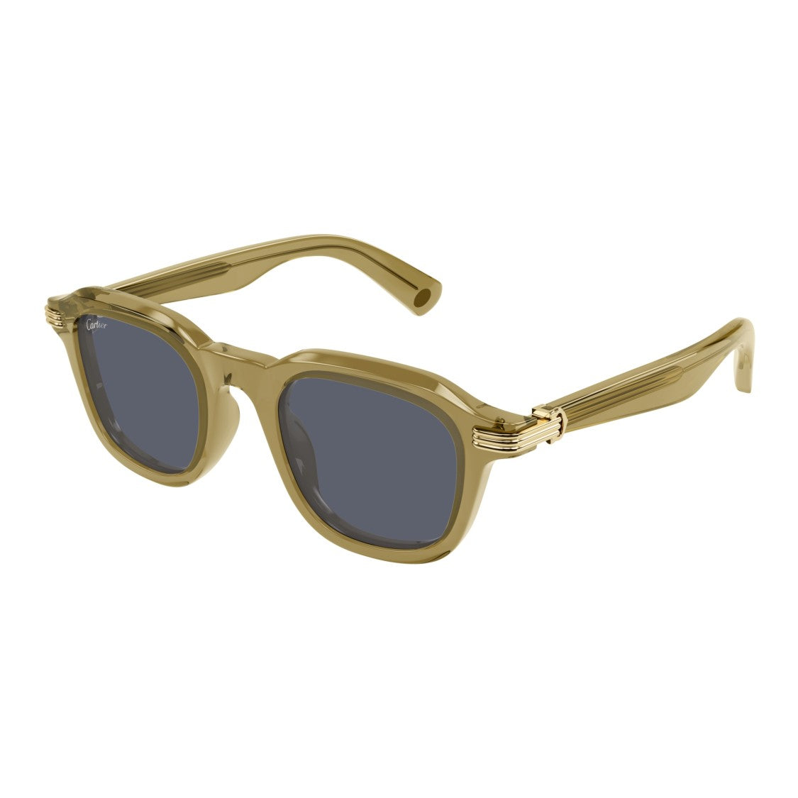Cartier Ct0536s Translucent Olive Green Square Frame Sunglasses