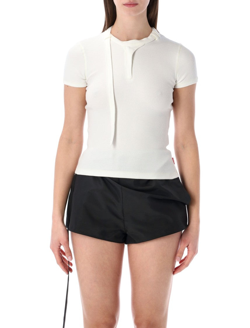Diesel T-Iaras Short-Sleeve Ribbed Cotton Top