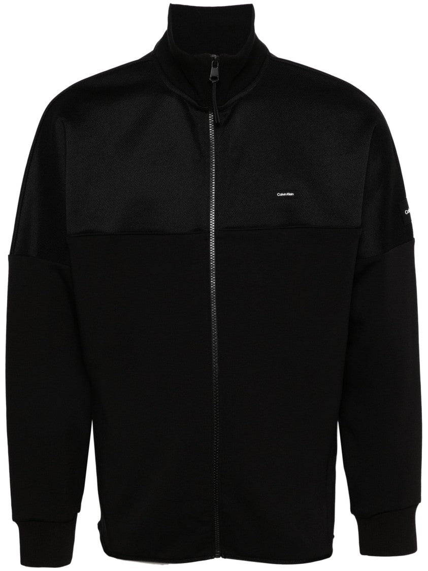 Calvin Klein High Collar Zip-Through Sweatshirt In Soft Cotton