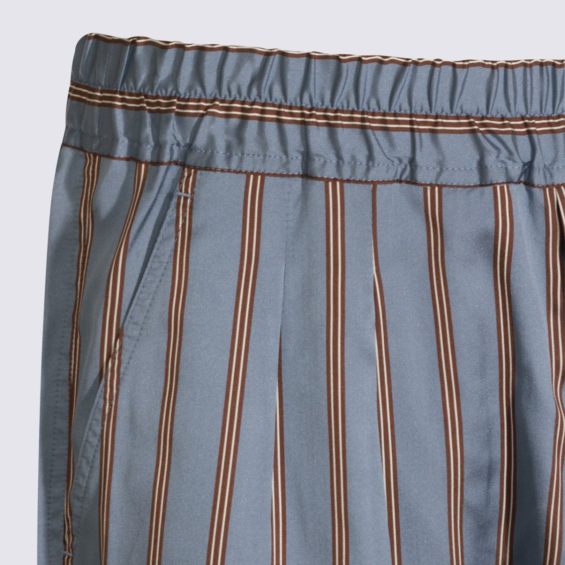 Tom Ford Light Blue Striped Shorts With Elastic Waistband