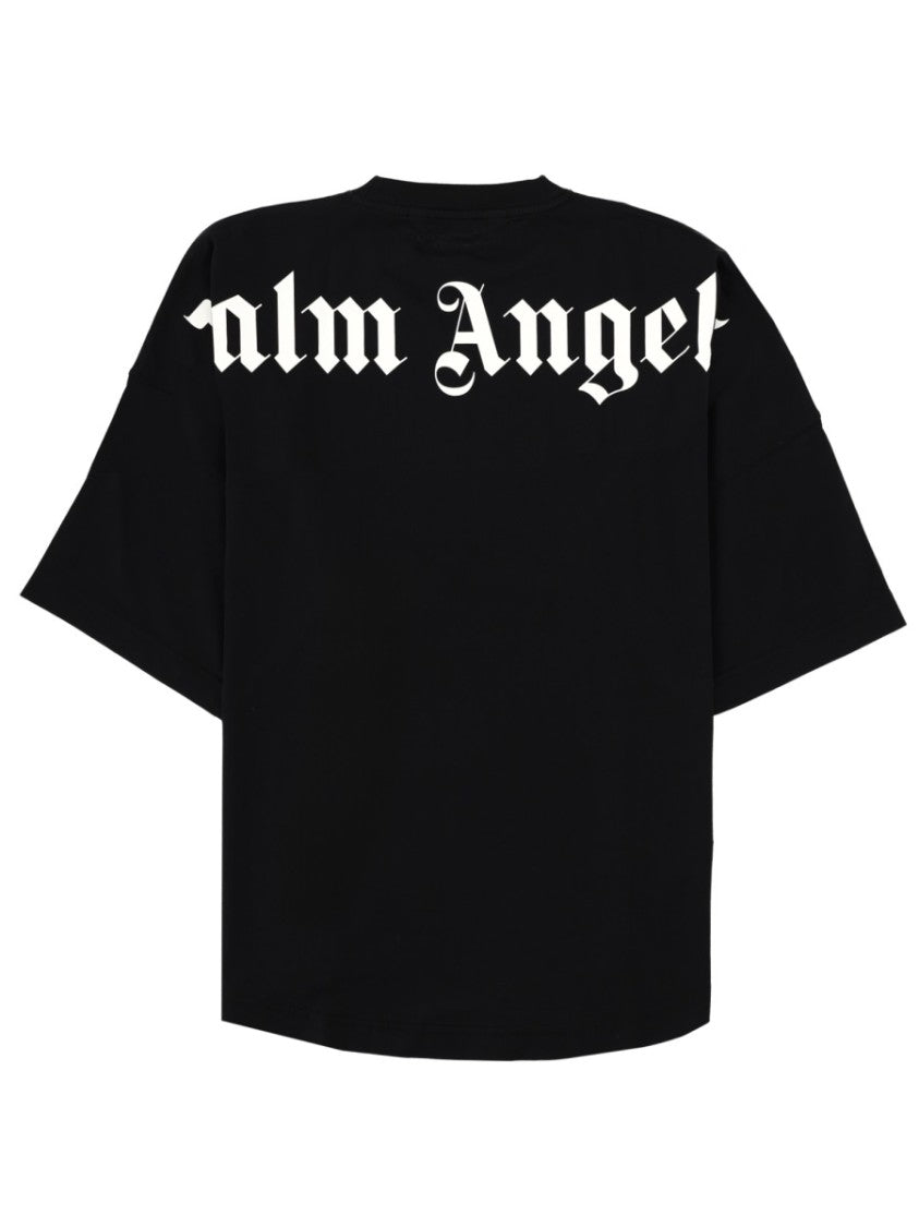 Palm Angels Black White Gothic Text T-Shirt