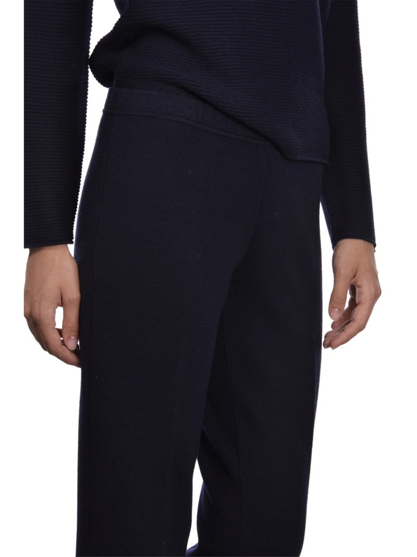 Gran Sasso Straight-Leg Black Wool Pants With Flared Hem