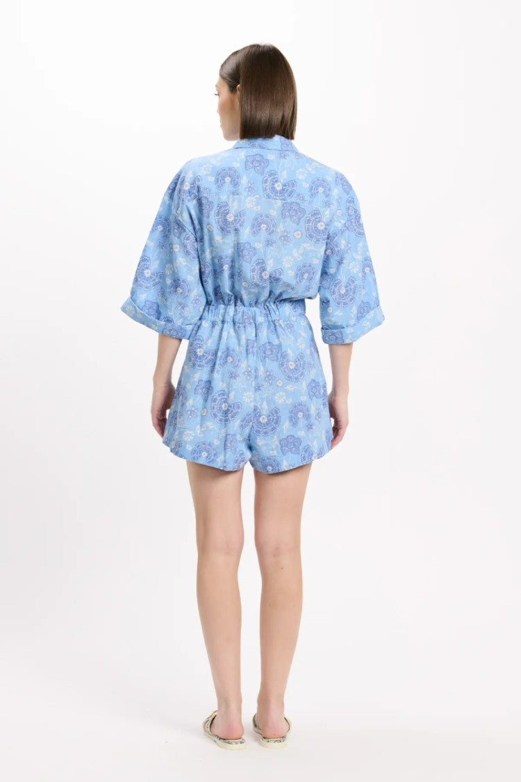 Miss June Rada Kaftan In Blue Cotton Ethnic Print
