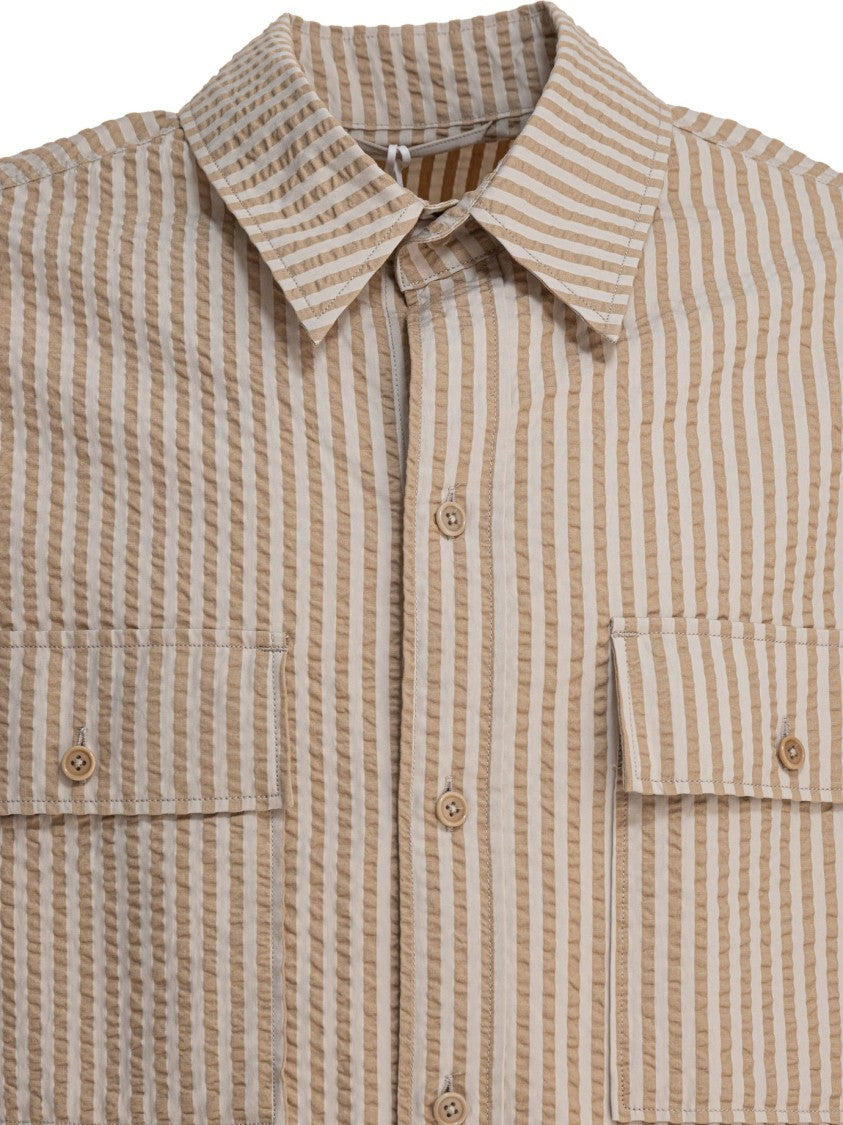 Kaptain Sunshine Silk-Linen Blend Jacket With Vertical Stripes