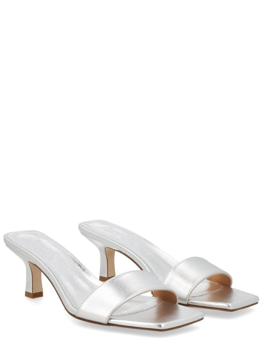 Aeydē Neutrals Gilly Square Toe Metallic Sandals