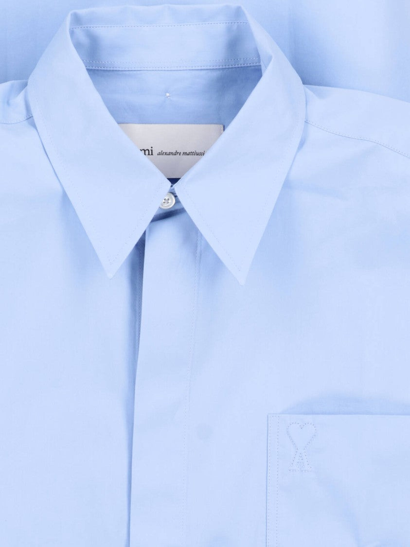 Ami Paris Light Blue Cotton Casual Shirt