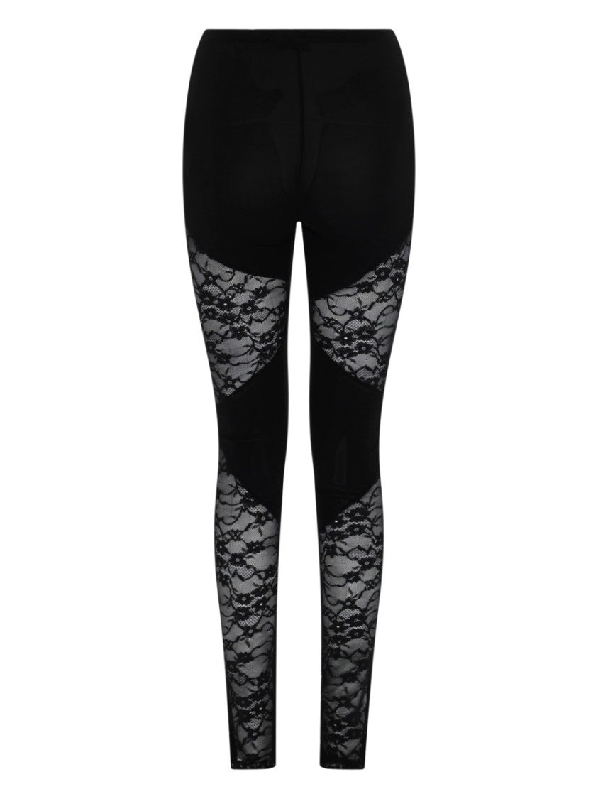 Nina Ricci Patchwork Viscose Blend Lace Leggings