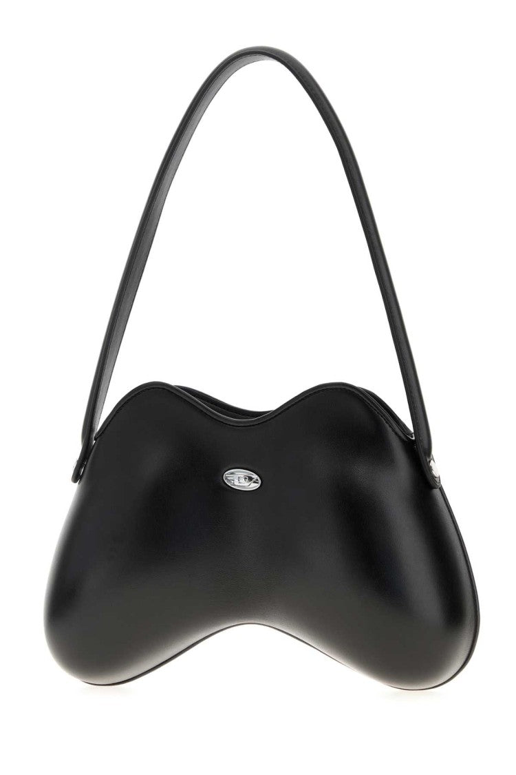 Diesel Black Leather Synthetic Leather Double-D Shoulder Bag