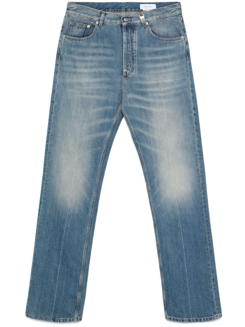 Alexander Mcqueen Straight-Leg Denim Jeans In Light Blue Wash