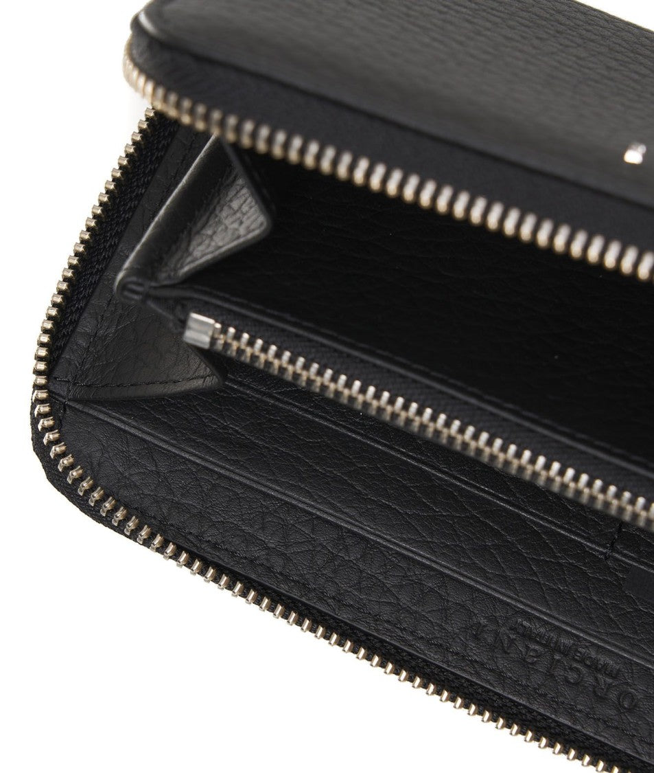 Orciani Textured Leather Wallet Zip-Around Subtle Branding