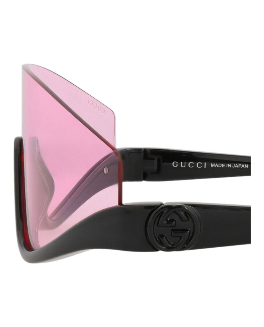 Gucci Shield-Frame Injection Sunglasses With Saddle Nose Bridge