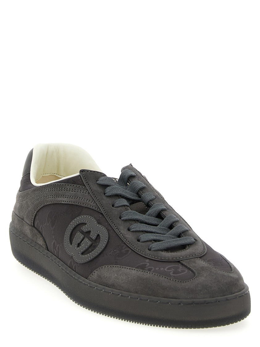 Gucci Suede Sneakers With Gg Monogram Insert