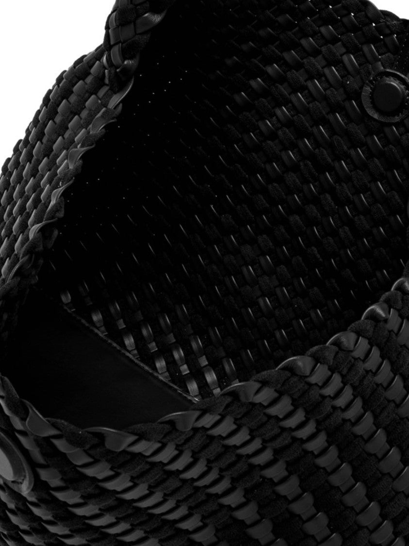 Gianni Chiarini Braided Black Woven Handbag With Textured Design