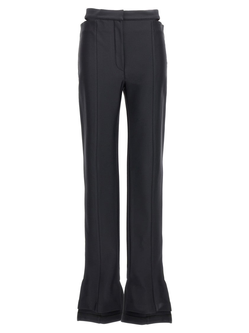 Mugler Flared Black Pants With Stylish Split Detail