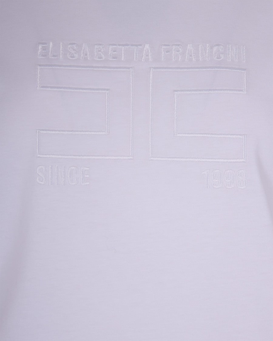 Elisabetta Franchi Short-Sleeved Crew Neck T-Shirt With Embossed Logo