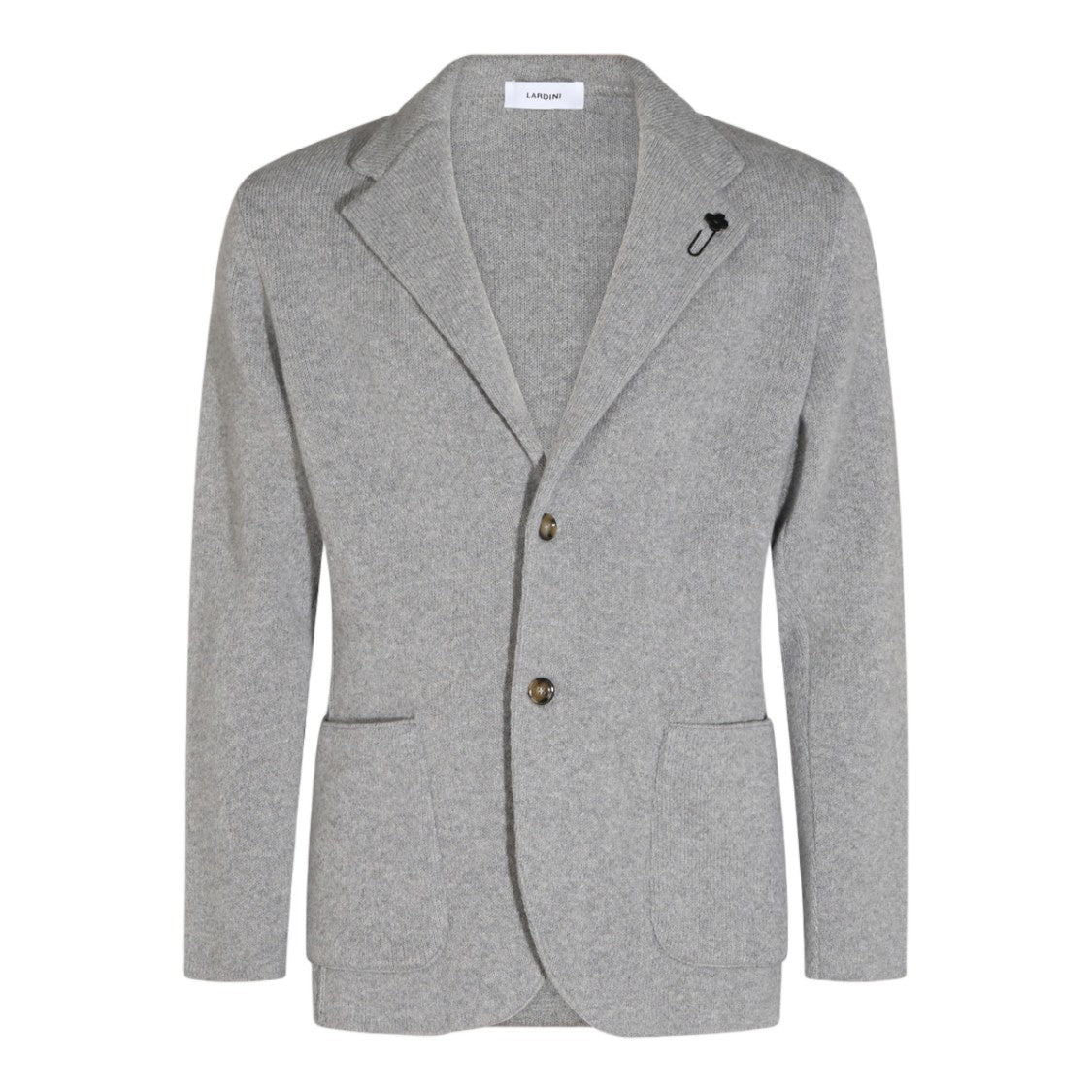Lardini Textured Knit Notched Lapel Floral Pin Blazer