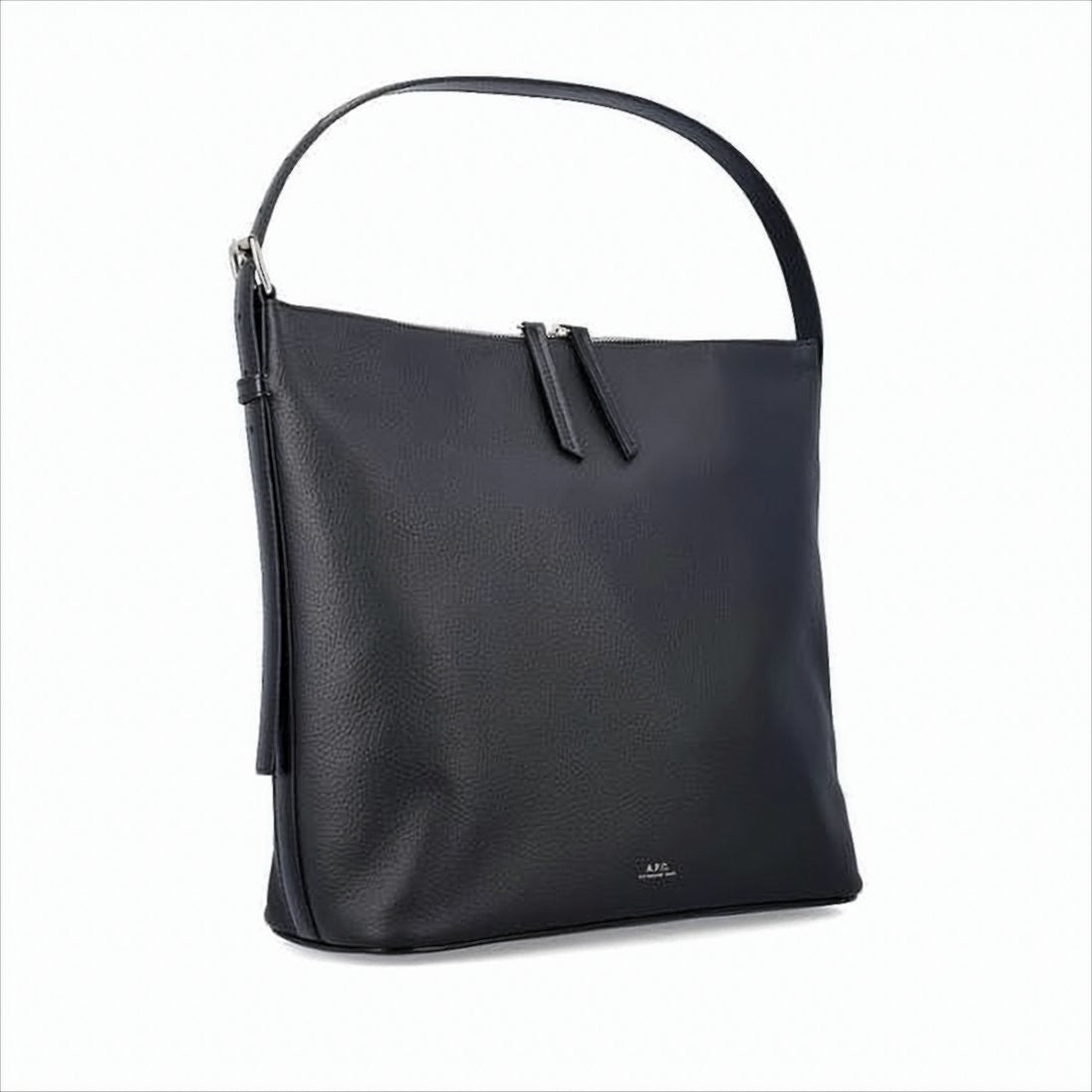 A.P.C. Minimalist Black Cowhide Leather Shoulder Bag
