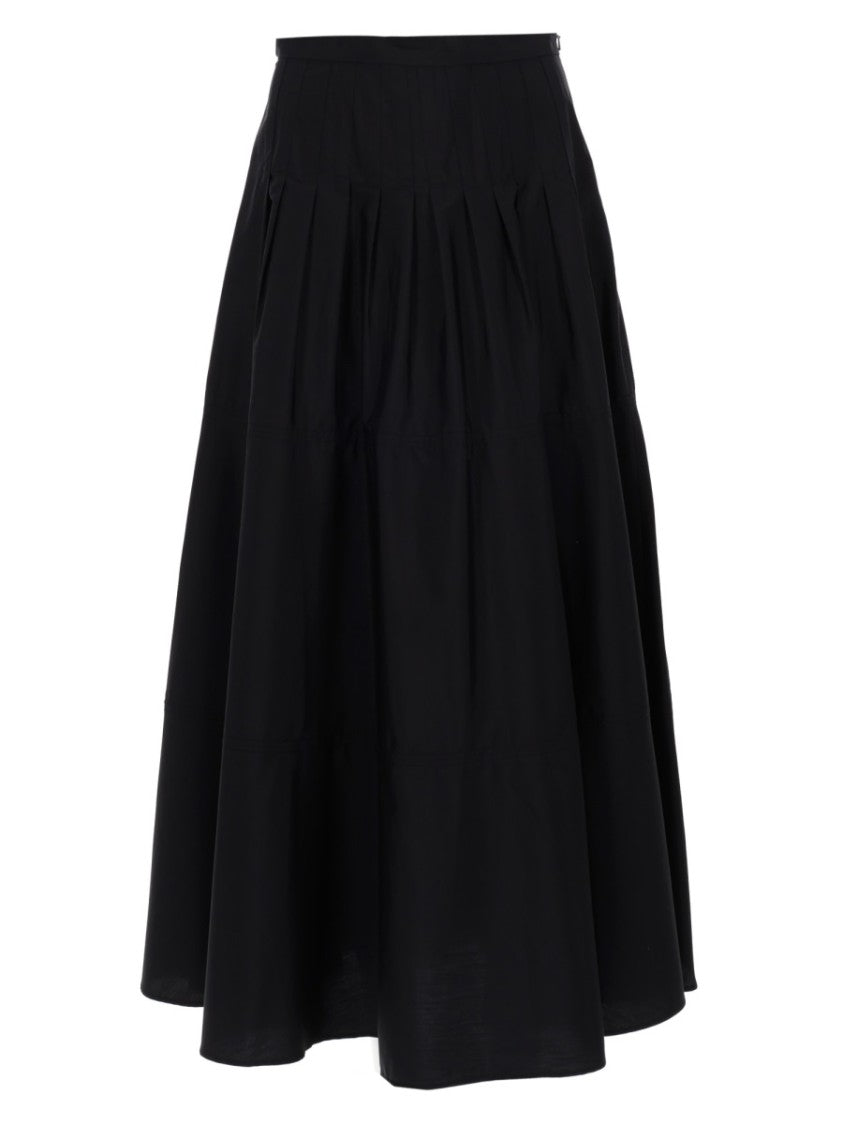 Max Mara High-Waisted Cotton Maxi Skirt With Subtle Pleats