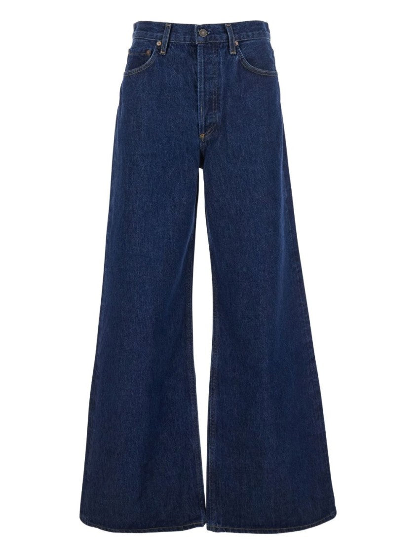 Agolde Wide-Leg Indigo Denim Jeans With High Waist