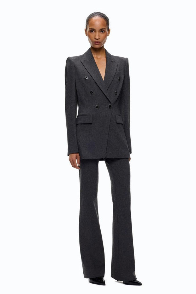 Pinko Grey Viscose-Nylon Blend Double-Breasted Blazer