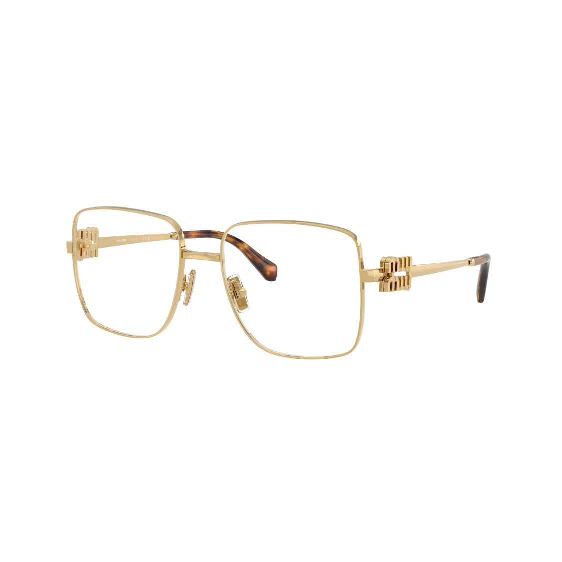 Miu Miu 0Mu 51Xv Polished Gold-Tone Square Metal Eyeglasses