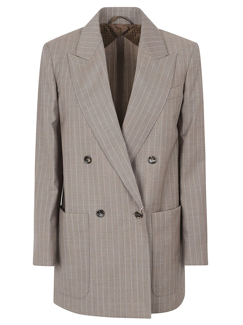 Max Mara Double-Breasted Oversized Blazer In Pure Wool Pinstripe