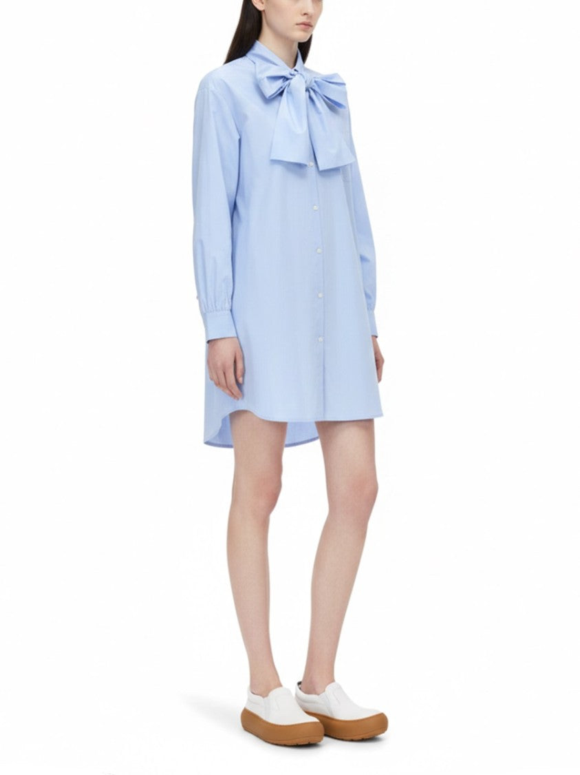 Moschino Light Blue Shirt Ribbon Gown Dress