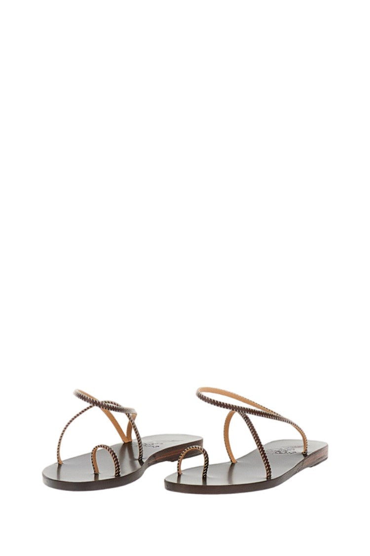 Ancient Greek Sandals Brown Eleftheria Stitch Leather Sandals