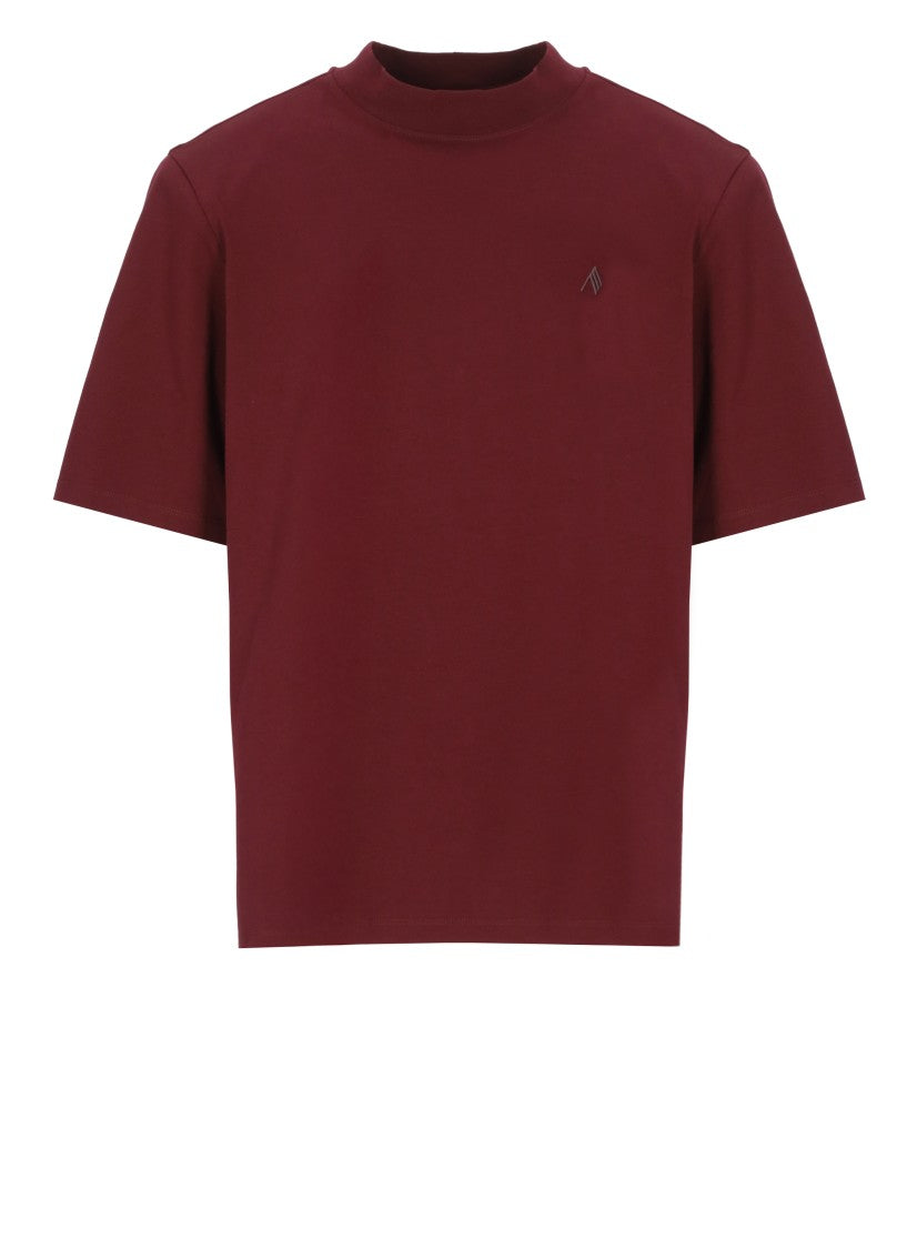 The Attico Bordeaux Cotton T-Shirt With Embroidered Logo Detail