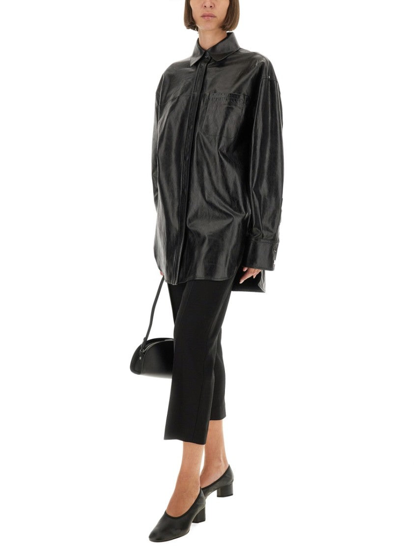 Sportmax Borel Glossy Lambskin Leather Shirt